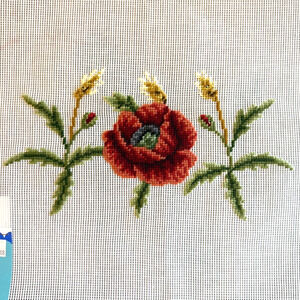 Vintage Preworked Decorator Needlepoint Canvas Floral Rose Dritz Design 6" x 12"